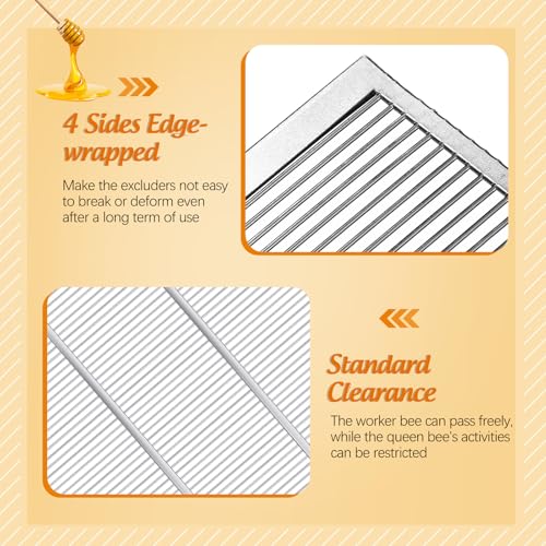 Therwen 4 Pcs Metal Queen Excluder for 10 Frame Hive Metal Queen Bee Excluder, Separates Queen Bees from Honey, Beekeeping Tools Beekeeping Supplies, 20.08 x 16.14 Inch