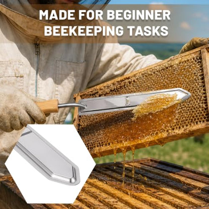 Electric Honey Uncapping Knife, Heated Beekeeping Knife with 10 Inch Stainless Steel Serrated Blade, Fast Heating Honeycomb Cutter Scraper with Wooden Handle for Bee Hive Honey Harvesting