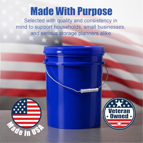 ePackageSupply 5 Gallon Bucket - Food Grade w/Lid BPA-Free, Blue/Blue, 1 | Airtight Gamma Seal Screw-On Lid, Heavy-Duty 90 Mil HDPE Plastic, Food Safe and Durable Container, Bulk Storage, Made in USA - color: Blue/Blue, size: 1 Pack