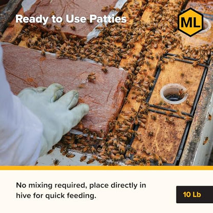 Mann Lake Ultra Bee Rocket Fuel Patties with Natural Pollen & Apis Biologix Bio Activator, High Protein Food for Spring Colony Growth, Increased Honey Production & Improved Brood, Made in USA, 10 lb