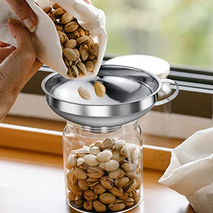 3 Pack Canning Funnel 3-in-1 Stainless Steel Funnel Set Wide Mouth Funnels with Detachable Strainer for transferring Liquid, Powder, jam, Grain, Oil, Spices