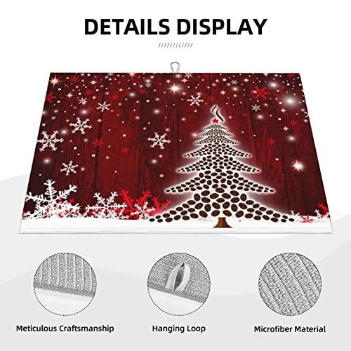 Large Dish Drying Mats For Kitchen Counter Microfiber Kitchen Drying Mat XL Draining Pad Absorbent Quick Drying Dish Mat 18x24 Inch - Christmas Tree - color: Christmas tree