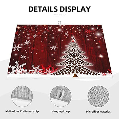 Large Dish Drying Mats For Kitchen Counter Microfiber Kitchen Drying Mat XL Draining Pad Absorbent Quick Drying Dish Mat 18x24 Inch - Christmas Tree - color: Christmas tree