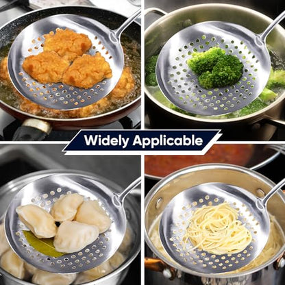 Newness Slotted Spoon, [Rustproof, Integral Forming, Durable] 304 Stainless Steel Widen Skimmer with Vacuum Ergonomic Handle, Comfortable Grip Design Strainer Ladle for Kitchen, 16.93 Inches - size: Length:16.93 Inches(43 cm)