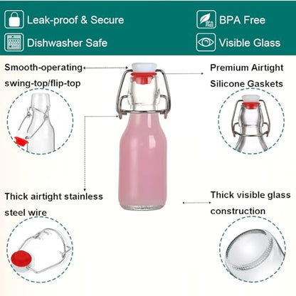 ZEBEIYU 12 Pack 4 oz Swing Top Glass Bottles,Flip Top Glass bottles with airtight Caps for Home Brewing Beer,Kombucha,2nd Fermentation,Kefir,Beverages,Soda,Oils,Vinegar,Limoncello,Vanilla extract - size: 4 oz