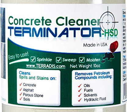 Terminator-HSD Concrete Oil Stain Remover Eco-Friendly Bio-Remediates and Removes Oil & Grease Stains on Concrete and Asphalt Driveways, Garages, Pavers, Patios, Parking Lots and Streets(10 Oz) - size: 10 Ounce (Pack of 1)