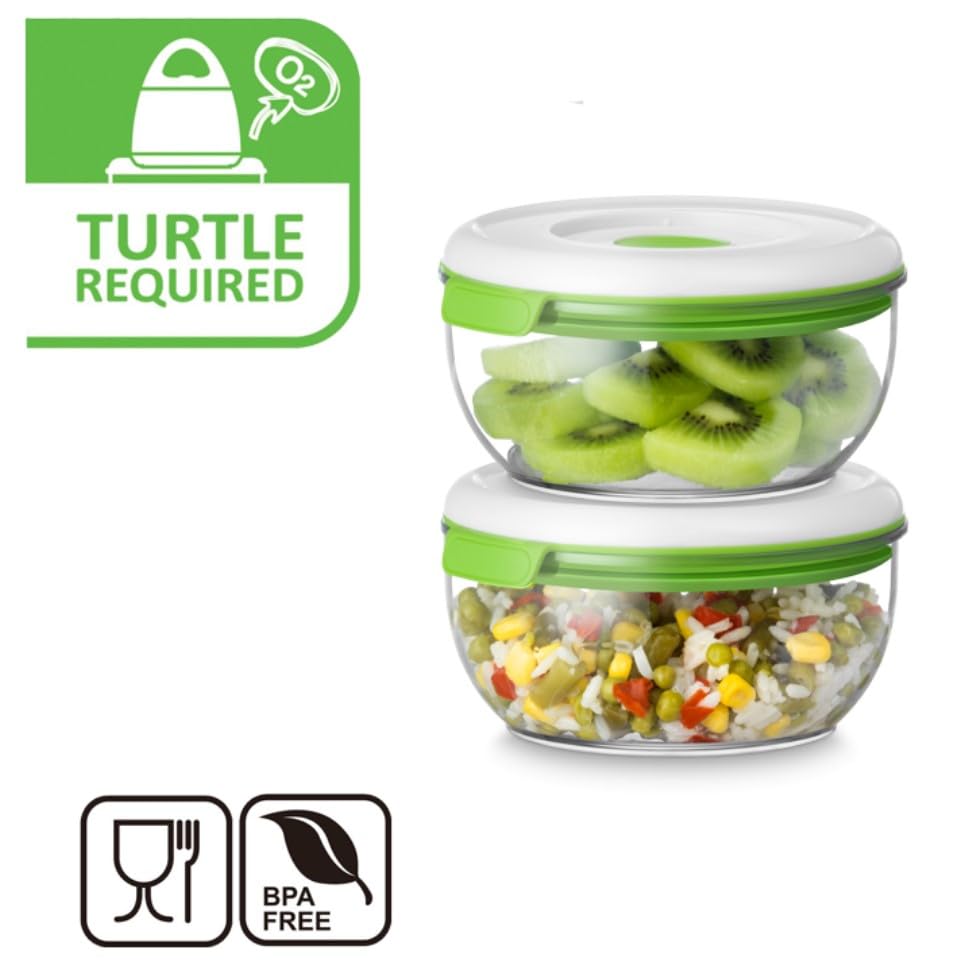FOSA Vacuum Seal Food Storage System Reusable Medium Containers, 2 pack, 600ml size (Vacuum Pump not Included) - size: 20oz × 2