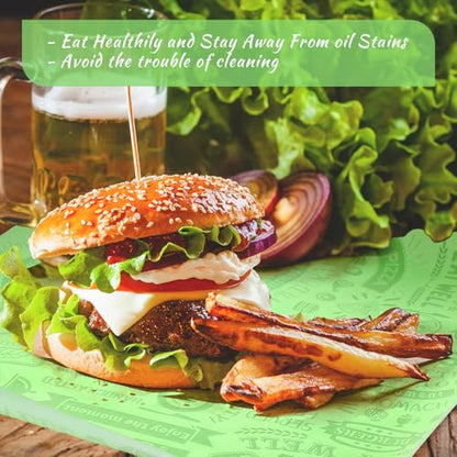 Outus 600 Pcs 12 x 12 Inch Deli Wax Paper Sheets Grease Resistant Tray Basket Liners Newsprint Paper Water and Grease Proof Sandwich Wrapping Square Hot Dog Wrappers for Food Baking (Light Green) - color: Light Green