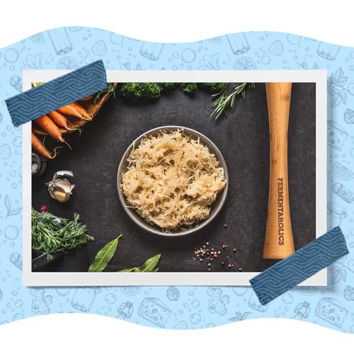 Fermentaholics Fermentation Tamper Tool, Make Sauerkraut At Home | Perfect Tool For Fermented Cabbage & Any Fermented Vegetables | DIY Fermented Sauerkraut | (Bamboo)