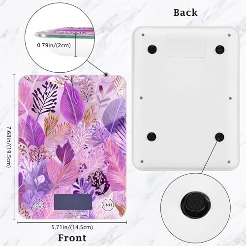 Food Scale Kitchen Scale for Baking Cooking Digital Food Weighing Measuring Scale Small Waterproof Electric Food Scale Boho Pink Leaf - color: Boho Pink Leaf