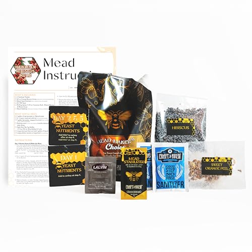 Craft A Brew - Mead Maker’s Choice - Hawaiian Hibiscus Mead Recipe Kit - Ingredients & Instructions for Mead Fermentation & Backsweetening – With Hawaiian Wildflower Honey - Makes 1 Gallon Still Mead - color: Hawaiian Hibiscus