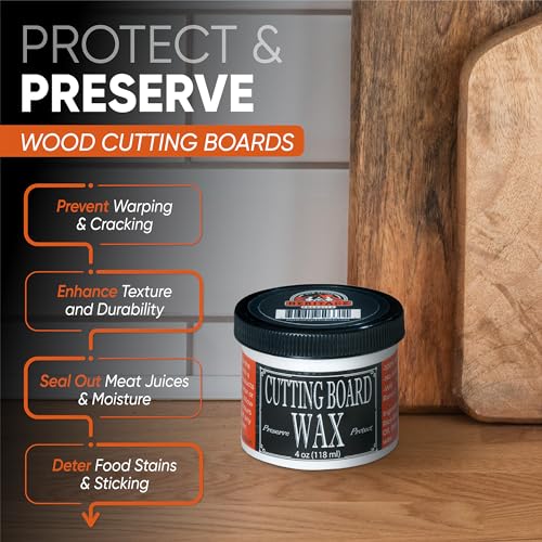 Heritage Products Cutting Board Wax - All Natural Plant Based Wood Wax for Butcher Block Counter, Chopping Block, Charcuterie Board and Tables Protects Against Stains and Odors, Enhances Finish (4 oz)