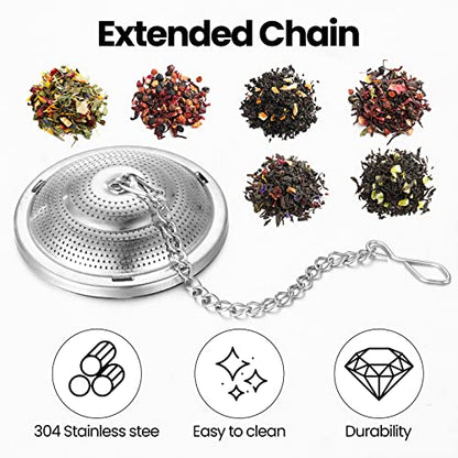 Zopeal 9 Pcs Tea Infuser Stainless Steel Strainer with Extended Chain Hook and Saucer Loose Leaf Steeper Fine Mesh Ball Tea Filter for Brew Spices Seasonings Fits Cup Mug Bottle (Small) - style: Small