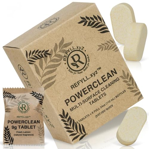 Cleaning Tablets for Spray Bottle Multi Surface Cleaner Refill Pods Eco Friendly Non Toxic Lemon Scent Plant Based (8 Pack) - size: 8 Count (Pack of 1)