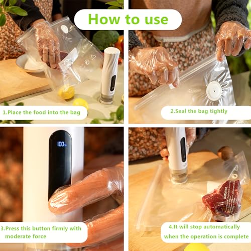 Compact Vacuum Sealer for Food Storage: Portable Handheld Food Sealer, 80kPa Suction, 1800mAh Battery, 30 Reusable Vacuum Bags, Preserve 5X Freshness with Easy Operation - size: Vacuum Sealer + 30 Bags