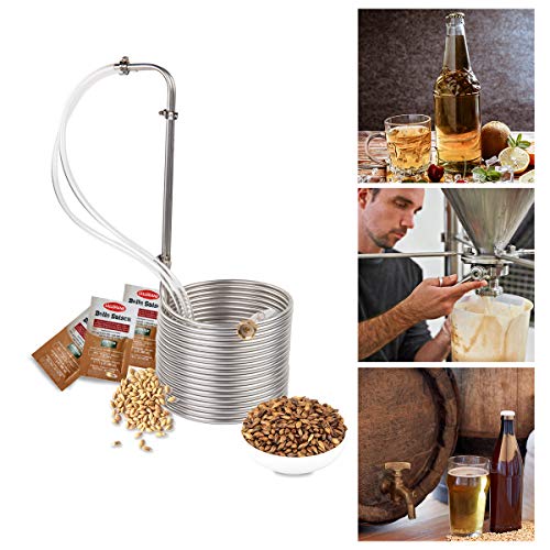 BACOENG 5/16" x 50Ft 304 Wort Chiller, Immerson Chiller, Stainless Steel Tubing Coil for Ice Bath Beer Brewing Tubing Coil, Water Cooler Equipment - size: 5/16" x 50Ft w/ Hose