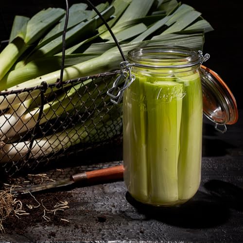 Le Parfait Super Jar 2L (64oz) French Glass Preserving Jar w/Airtight Rubber Seal & Wire Bail Closure - BPA-Free Canning Jar for Pickles, Fruits, Sauces & Food Storage - Made in France Since 1930 3PK - color: 64oz (Set/3)