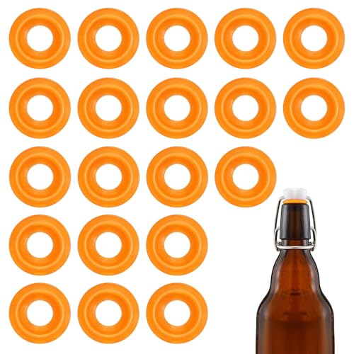20PCs Dopamine color Silicone Gaskets Washers Seals for Cap Swing Flip Top for Home Brew Beer Soda Bottle Sealing(half cover) (Tangerine Orange) - color: Tangerine Orange