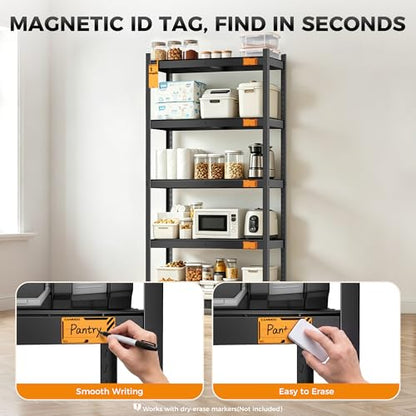 CAMMOO 36''W Storage Shelves, 3500LBS Metal Garage Shelving Unit with Magnetic Lable, Upgraded Structure, Solid Steel, Heavy Duty Adjustable 5 Tier Wire Shelf for Basement, Kitchen, 36"W x 16"D x 72"H - size: 36"W x 16"D x 72"H