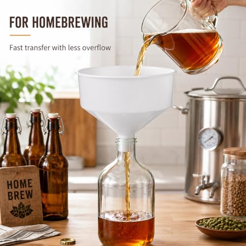 DOITOOL Large Plastic Funnel, 9.44 in Wide Mouth Kitchen Funnel, Large Food Grade Canning Funnels for Beer Oil Jam, Cooking Kitchen Accessories for Filling Bottles Bags