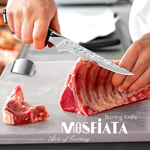 MOSFiATA 6" Boning Knife, Sharp Kitchen Cooking Knife with Finger Guard and Knife Sharpener, German High Carbon Stainless Steel EN1.4116 Chef’s Knife with Micarta Handle and Gift Box - style: 6 Inches