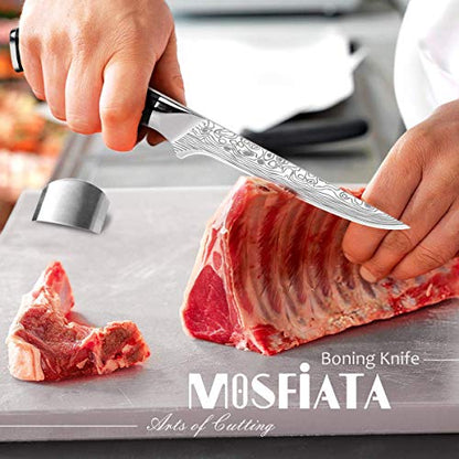 MOSFiATA 6" Boning Knife, Sharp Kitchen Cooking Knife with Finger Guard and Knife Sharpener, German High Carbon Stainless Steel EN1.4116 Chef’s Knife with Micarta Handle and Gift Box - style: 6 Inches