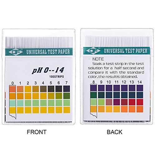 Hicarer 200 Strips Plastic pH Test Strips, Universal pH 0-14, Litmus Test Paper with Storage Case for Water Liquid Saliva Urine Soil Testing Pet Food and Diet Monitoring