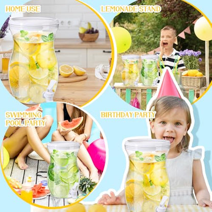 Havawish 2 Pcs 1 Gallon Plastic Beverage Dispenser with Spigot Clear Summer Kitchen Fridge Drink Dispenser for Parties Lemonade Juice Tea Beer Cold Water(White,Gourd) - color: White, style: Gourd