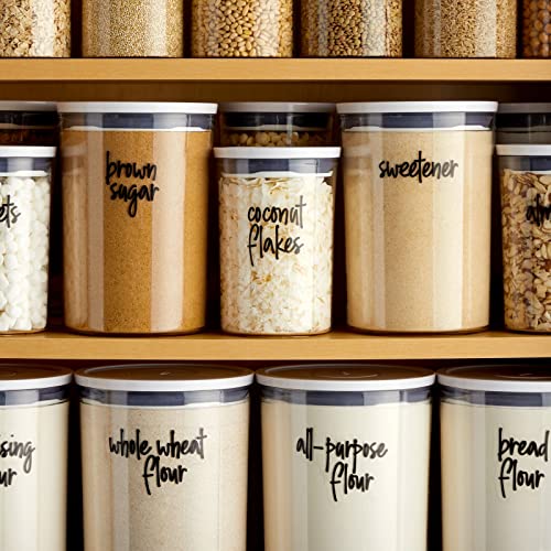 Talented Kitchen Pantry Labels for Food Containers - 157-Piece, Black Script Vinyl - Jar & Bin Labels & Food Storage Organization Stickers