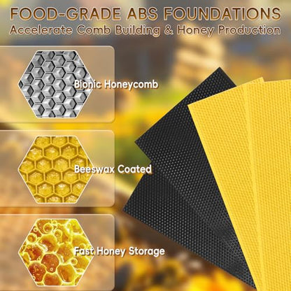 10-Frame Langstroth Beeswax Coated Bee Hive Includes 2 Deep Hive Boxes and 2 Super Bee Boxes with Beehive Frames and Foundations (4 Layer)