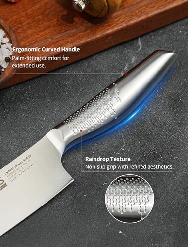 8 Inch Japanese Kitchen Knife – Professional Gyuto Chef Knife Made of 1.4116 German Steel, All-Steel Anti-Slip Handle, Razor Sharp Blade in Gift Box for Home & Restaurant - style: Japanese Chef Knife