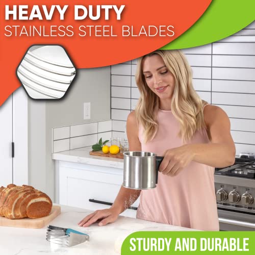 Spring Chef Dough Blender, Top Professional Pastry Cutter, Heavy Duty Baking Tool with Stainless Steel Blades, Medium Size, Aqua Sky - color: Blue (Aqua Sky), size: 3" Medium