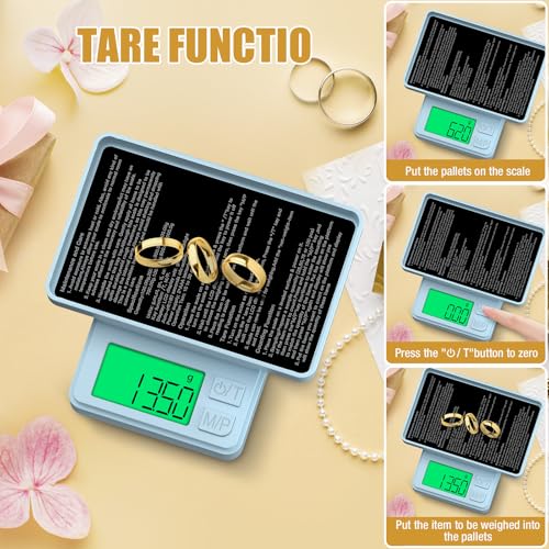Diyife Gram Scale, 1000g/0.01g Digital Jewelry Scale for Powder, Gold, Gem, Mini Scale with LCD Display, 7 Units, Tare, Light Blue (Batteries Included) - color: Light blue