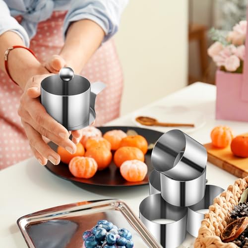 SHINEOFI Round Cake Ring Mold for Baking Stainless Steel Ring Molds for Mousse Dessert Small Pastry Baking Accessories for Home Bakers and Parties