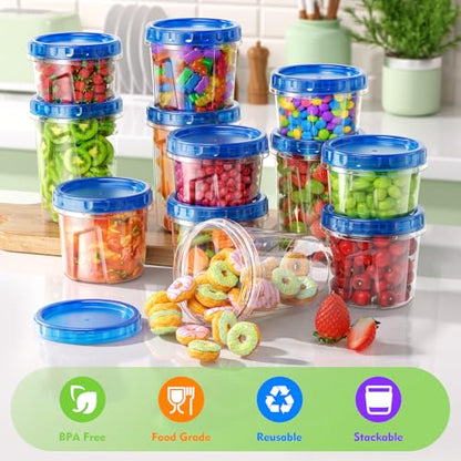BiuLeon [12 Pack-34oz Freezer Storage Containers, Plastic Soup Containers with Lids, BPA Free Food Storage Containers with Twist Top Lids, Reusable Meal Prep Containers - color: 12Pack-34oz