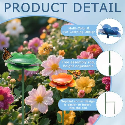 Bee Watering Station, Butterfly Feeder, Metal Bee Water Feeder with Flower Design,Elegant Outdoor Rose Yard & Patio Garden Decor (6PCS)