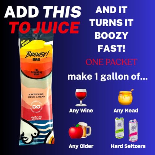 Brewsy Failproof App-Enabled Wine Yeast - 7 Ingredient Blend - Fastest Tastiest Wine Possible for Wine, Mead, Cider… (0.32 Ounce (Pack of 3) - size: 0.32 Ounce (Pack of 3)