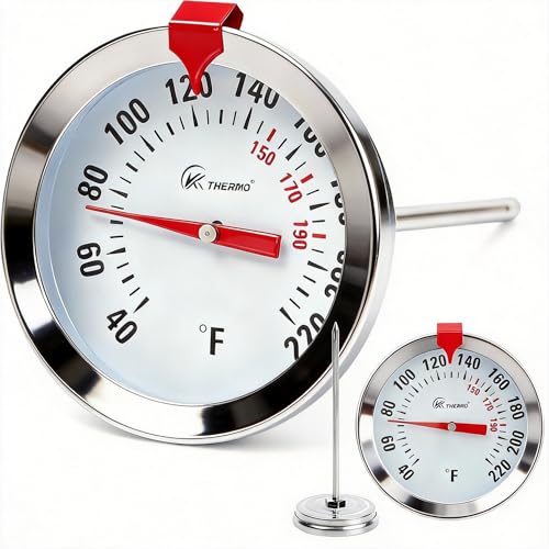 Oven Safe Meat Thermometer for Roasting and Grilling, 2-Inch Large Dial Analog Food Thermometer with Adjustable Target Marker, 304 Stainless Steel 4.3" Probe, Leave in Oven for Turkey, Beef - color: Analog-Classic No-frills