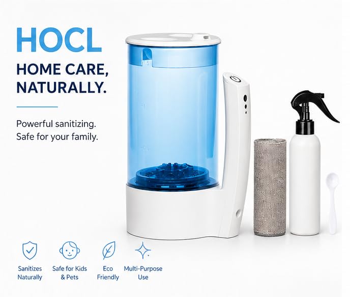 Eco One Portable Hypochlorous Acid (HOCL) Generator Machine, DIY Multi-Purpose Cleaner & Disinfectant, Includes Test Strips, Microfiber Cloth and Fine Mist Sprayer