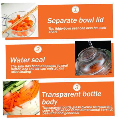 Kimchi Containers, Pickle Container 2.5 L Fermentation Jar Traditional Kimchi Containers with Bowl Cap Transparent Glass Jar with Lid Fermentation Kit for Pickling Kimchi, Kimchi Containers - color: 2.5l