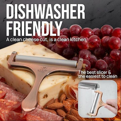 Zulay Adjustable Cheese Slicer - Wire Slicer For Mozzarella, Cheddar, Gouda - Heavy Duty With 2 Extra Wires (Copper) - color: Copper