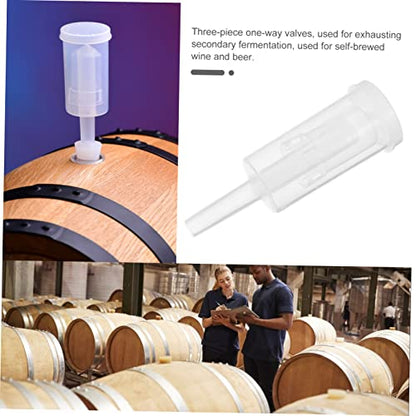 Ciieeo Self-brewed Wine Air Locks 3-piece Check Valves Plastic Wine Strainers Leak-proof Valves Lids Kit