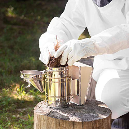 VIVO Professional White Large Beekeeping Suit, Jacket, Pull Over, Smock with Veil, BEE-V105 | Jacket, Pull Over, Smock with Veil, Large - size: Large - Jacket