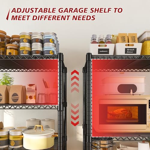 REIBII 6-Storage Shelves Metal Shelving Units and Storage Shelves, 72.2’’H Wire Shelving Garage Adjustable, Garage Storage Save Space, Heavy Duty Shelving for Pantry Kitchen, 24.3’’W X18’’D X72.2’’H - size: 【6 Tier】72"H X 24"W X 18"D