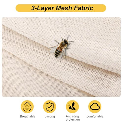 Ventilated Bee Suit, 3 Layer Bee Suit for Men Women, Sting Proof Protective Beekeeping with Gloves, 2 Beekeeping Veils for Beekeepers (2XL-Large) - size: 2XL-Large