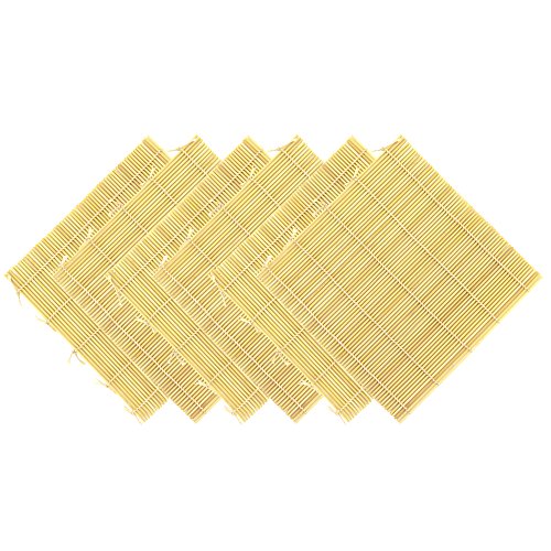 BambooMN 6X Natural Bamboo Sushi Making Rolling Mats 9.5" x 9.5", 100% Bamboo Mats - color: Natural, size: 9 Inch x 9 Inch
