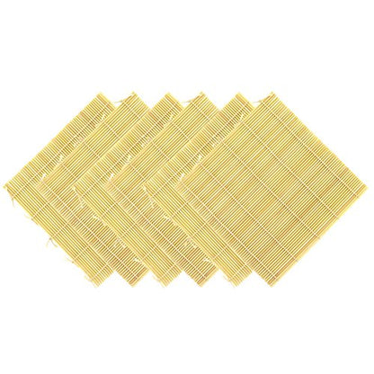 BambooMN 6X Natural Bamboo Sushi Making Rolling Mats 9.5" x 9.5", 100% Bamboo Mats - color: Natural, size: 9 Inch x 9 Inch