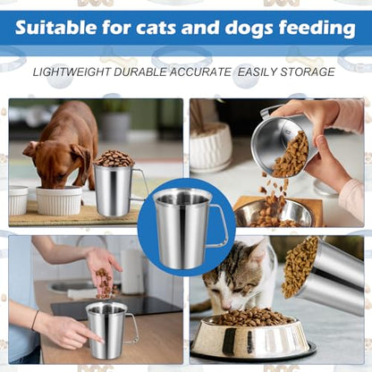2 Cup Dog Food Scoop,Stainless Steel Measuring Cup,Pet Food Measuring Scoop for Dogs, Cats, Birds and Small Pets,Kitchen use-Ideal for Dry Food & Treats (2 CUP) - size: 2 CUP