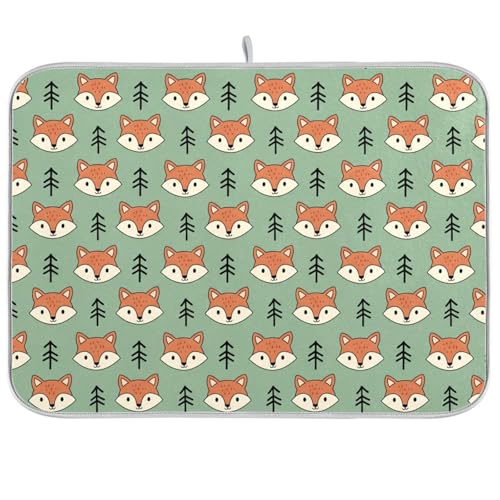 Fox Tree Green Dish Drying Mat for Kitchen Counter Super Absorbent Draining Mat with Non-slip Backed Sink Tray Mat for Countertops Sinks Draining Racks Dish Bottles Cups Bowl