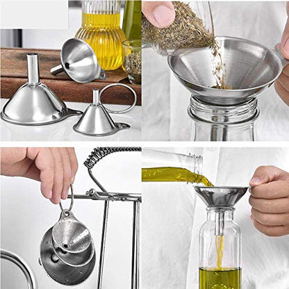 Norpro 3-Piece Stainless Steel Funnel Set, Large, Medium, and Small Mouth (2-Sets Total) - size: Pack of 2